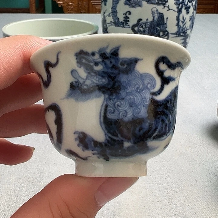 明续幽蓝，狮子铃铛杯