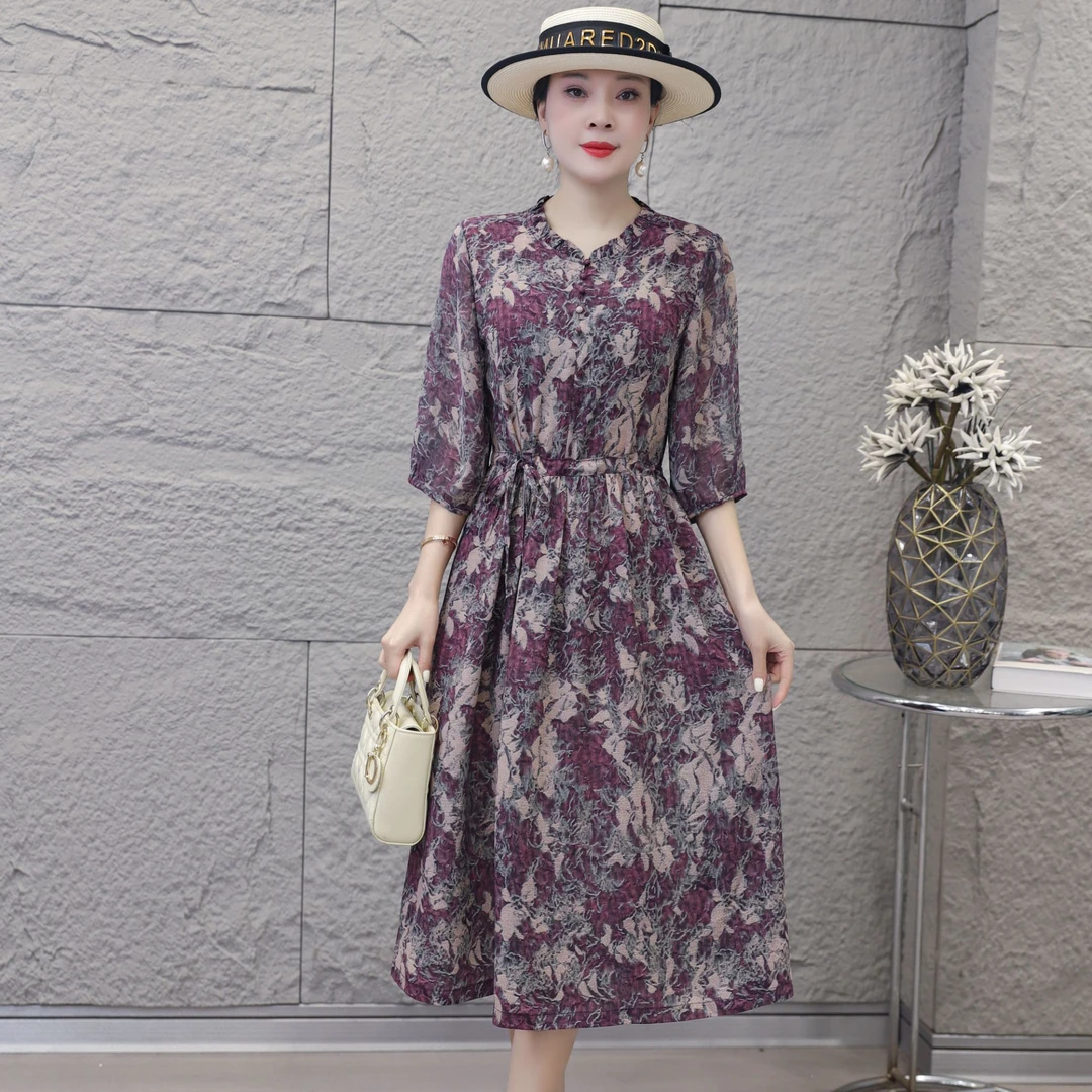[紫罗兰梦境】春季显瘦时尚百搭洋气收腰连衣裙