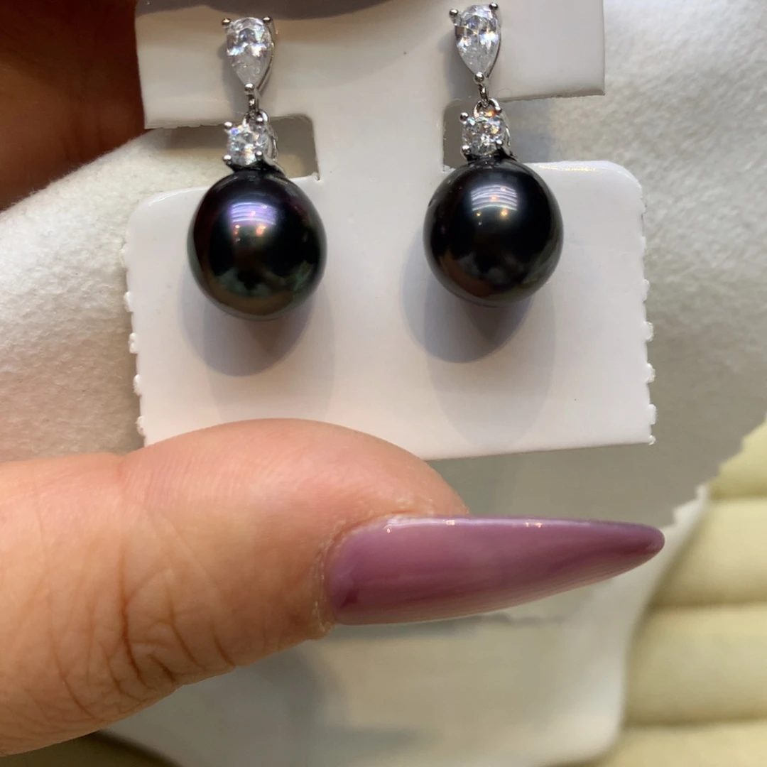 银S925镶嵌耳饰海水珍珠