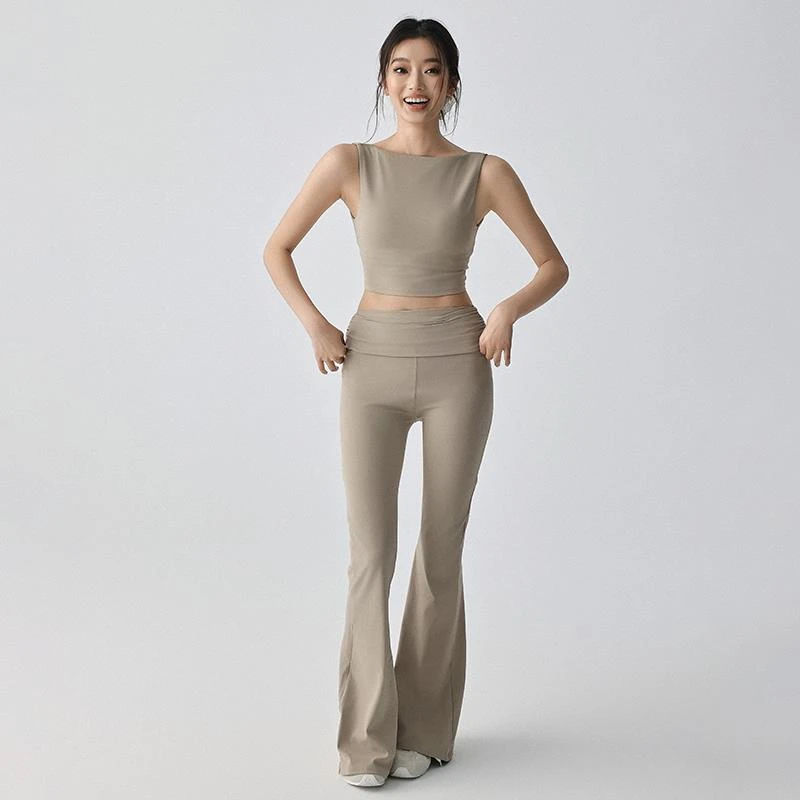 LULUISSUE秋冬款女子微喇速干高腰翻折腰头训练健身运动长裤