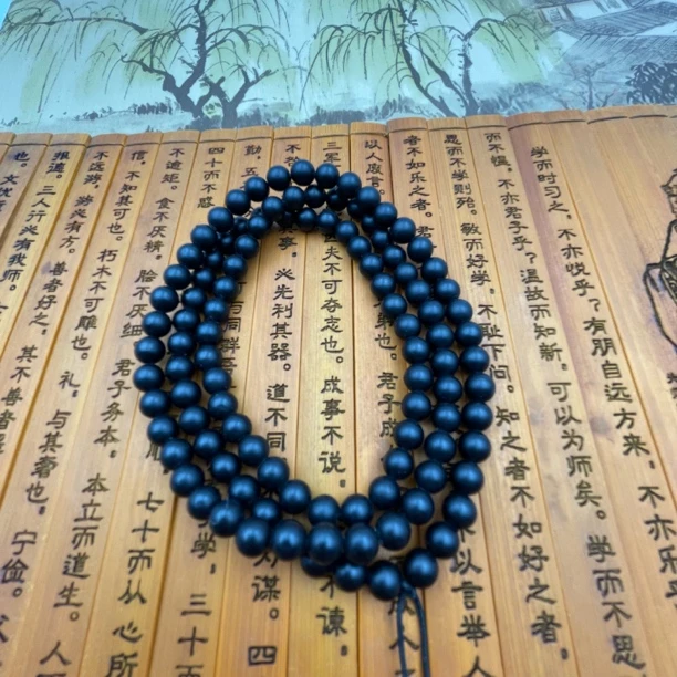 新疆和田玉青玉6mm108颗项链挂件