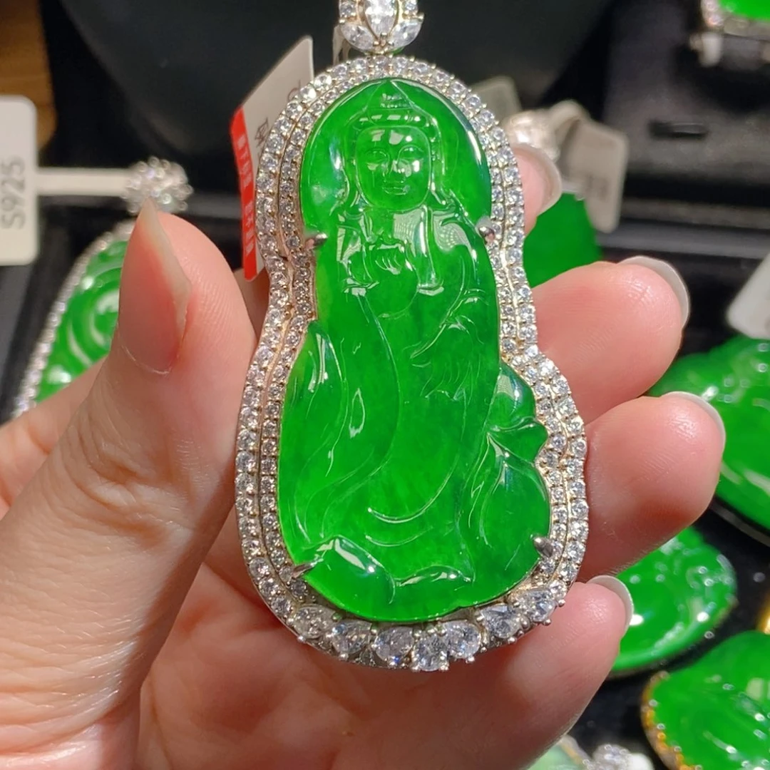 翡翠银S925镶嵌吊坠(不含链)