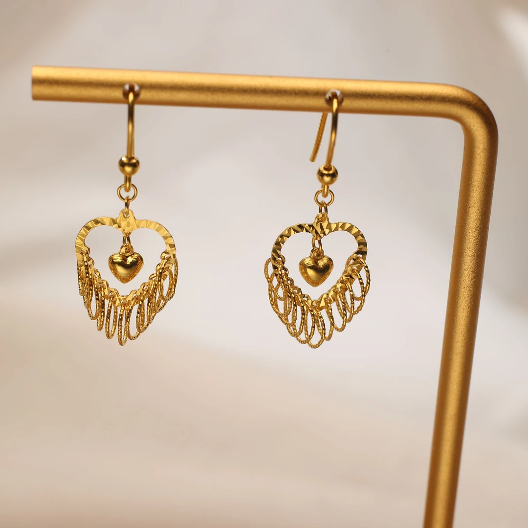 Pt950铂金黄爱心套环时尚轻奢耳钩