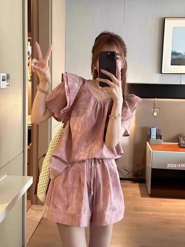 新疆包邮  甜美时尚短裤套装-8102·
