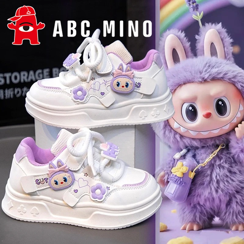 ABC MINO拉布布女童运动鞋秋季儿童小白板鞋公主女孩休闲鞋子学生