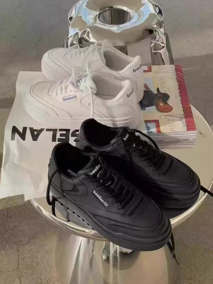 诗歌兰2025新款女鞋时尚厚底系带休闲鞋女板鞋