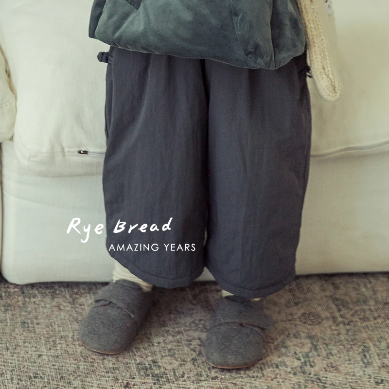 ryebread/黑面包童装 中式素色加厚男小童保暖棉裤4冬