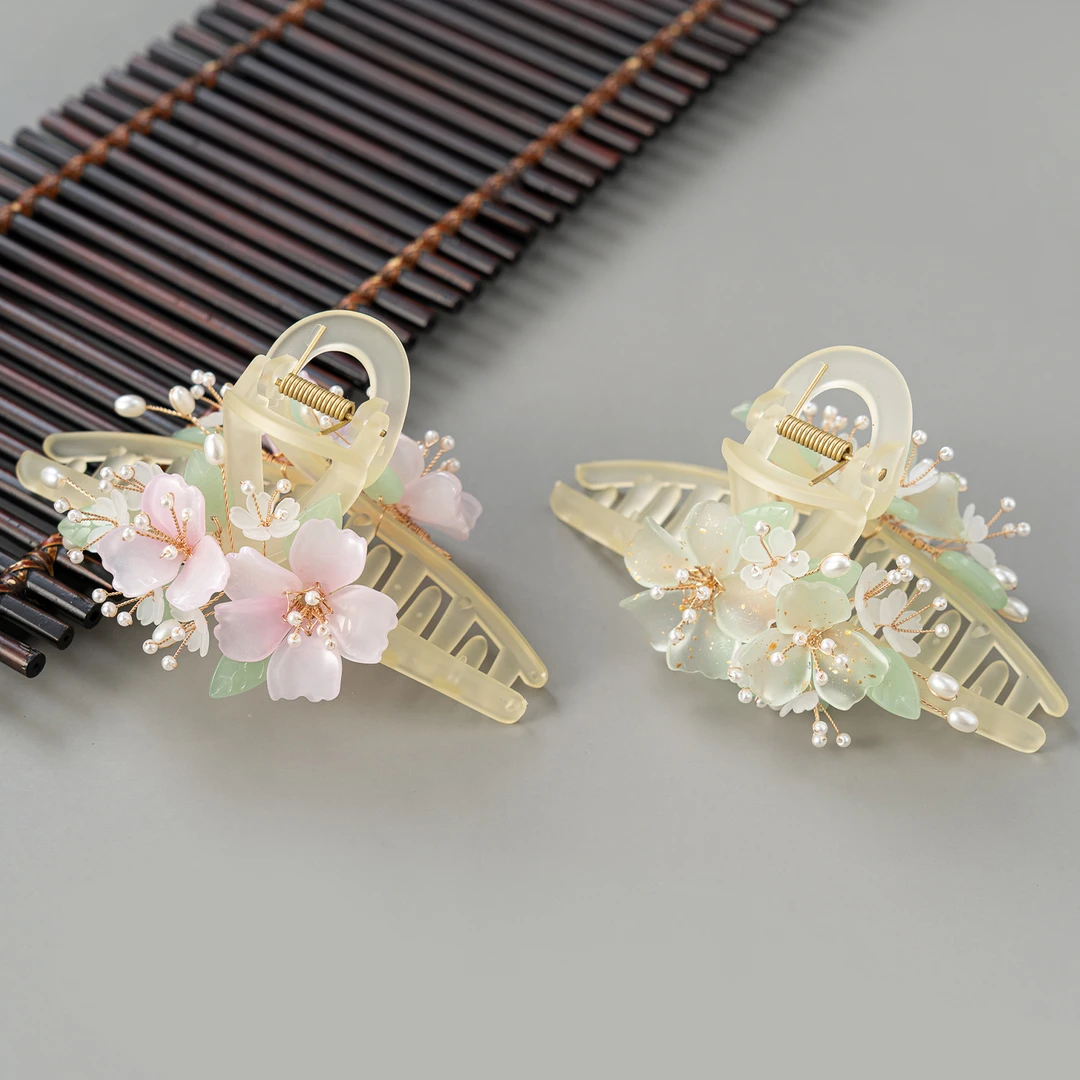 春亦轩清新淡沁春大号抓夹发饰日常旗袍马面裙半披发鲨鱼夹头饰