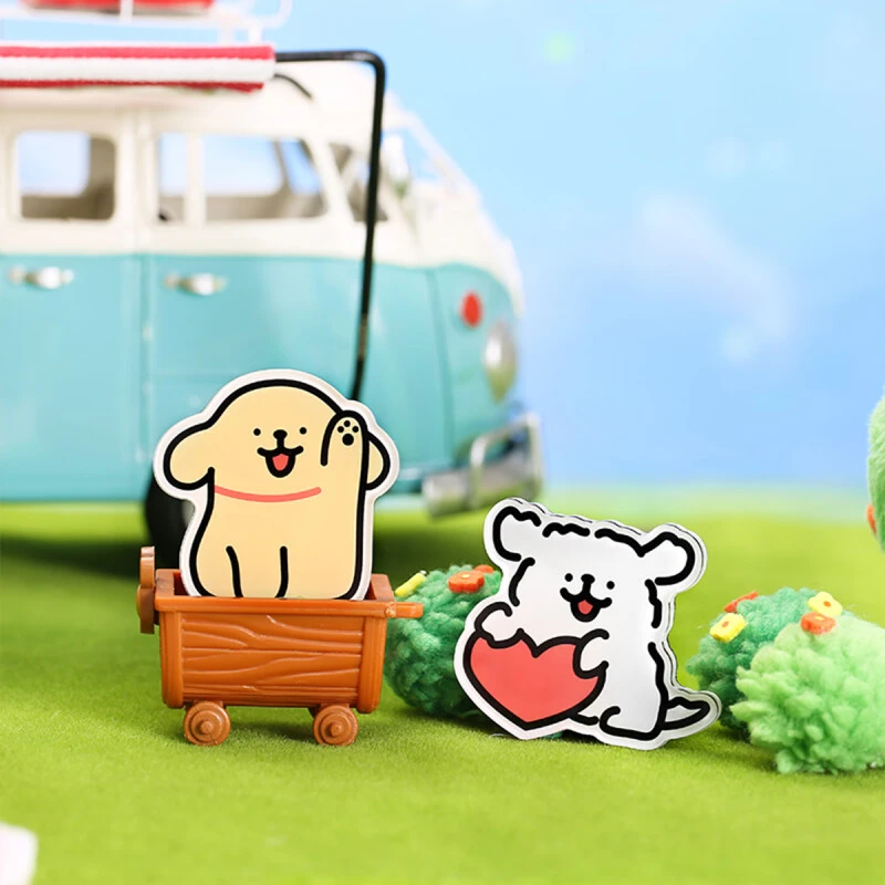 MINISO 线条小狗冰箱贴 亚克力强力磁性 新年家用装饰 爱心款