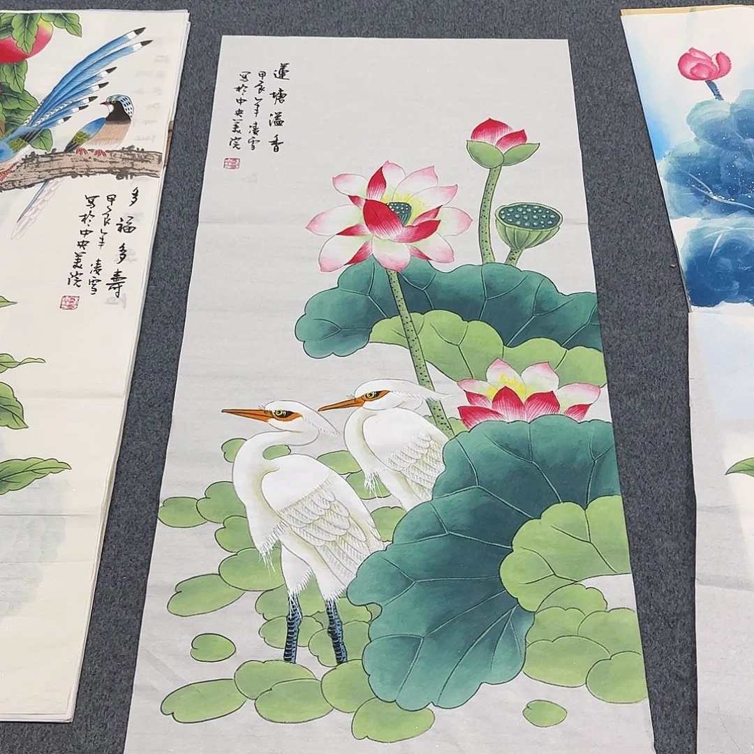 国画尺寸50X100手绘作品