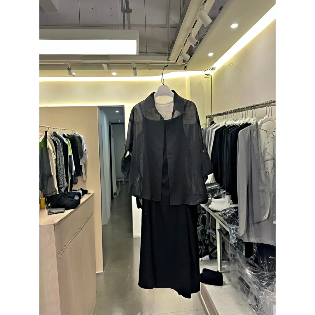 HENIMAN/恒依曼时尚百搭 防晒衬衫针织吊带连衣裙两件套7153