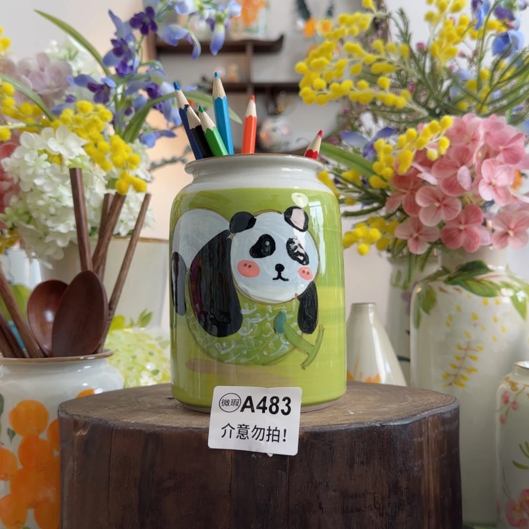 摆件景德镇陶瓷手绘小花瓶摆件无孔