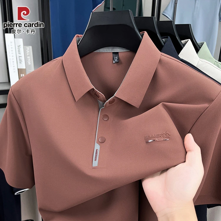 皮尔卡丹2025夏季新款高档冰丝凉感短袖polo衫男士翻领半袖爸爸装