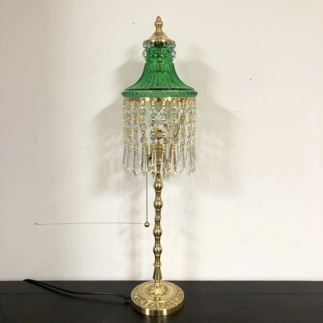 695博瑞奇黄铜配水晶台灯桌面装饰摆件（09158）