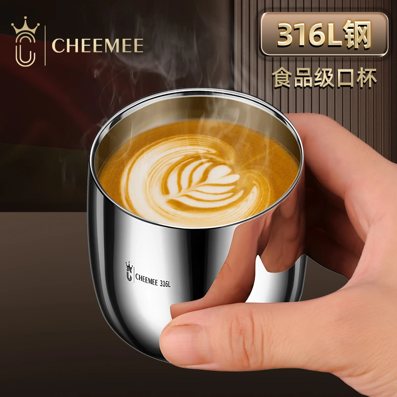 316L不锈钢咖啡杯双层隔热防烫马克杯家用牛奶杯办公室水杯茶杯
