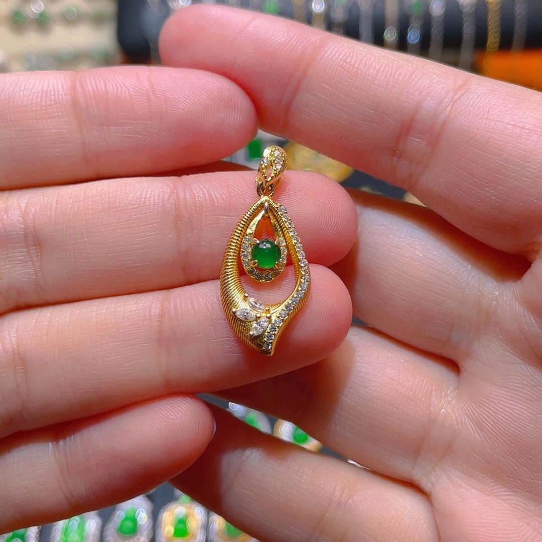 翡翠银S925镶嵌吊坠(不含链)