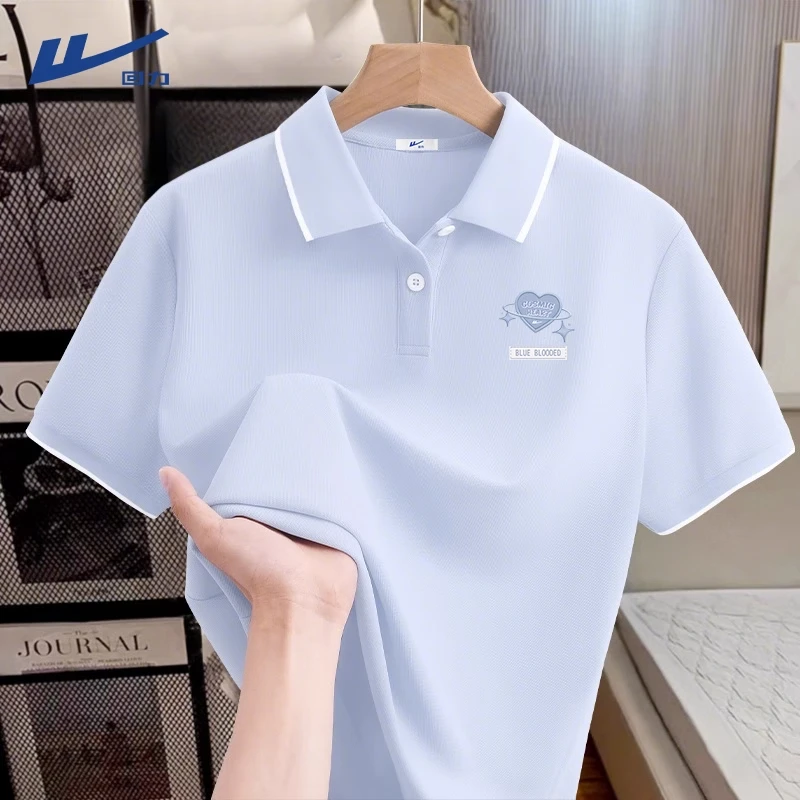 回力polo衫短袖女装t恤夏季2025新款爆款小个子运动抗菌正肩上衣