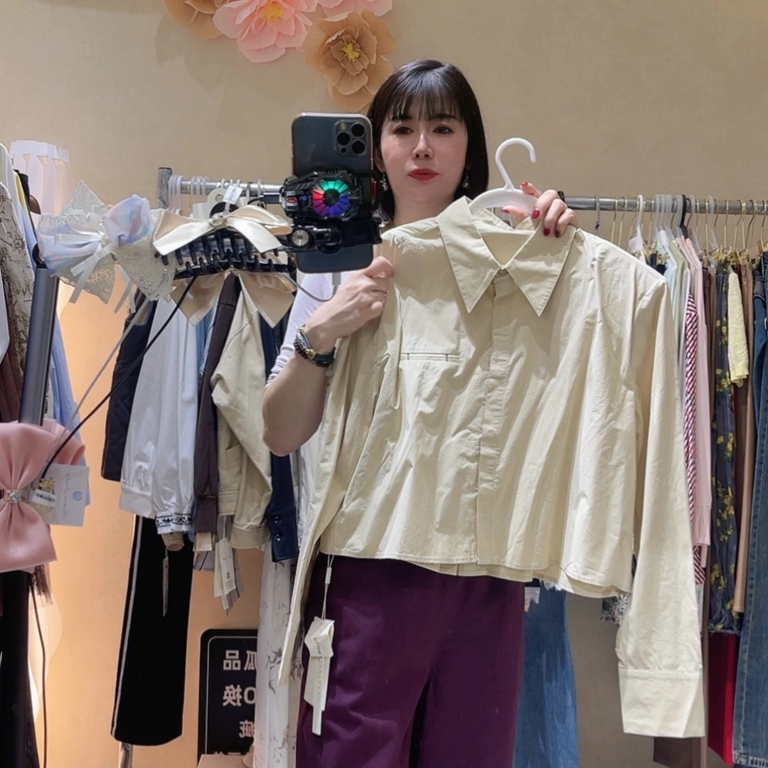 衬衫外套米杏色M码100-125斤可穿