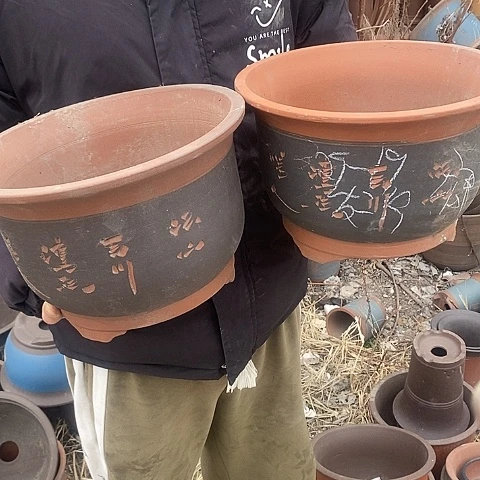 紫砂中国离心紫砂花盆，