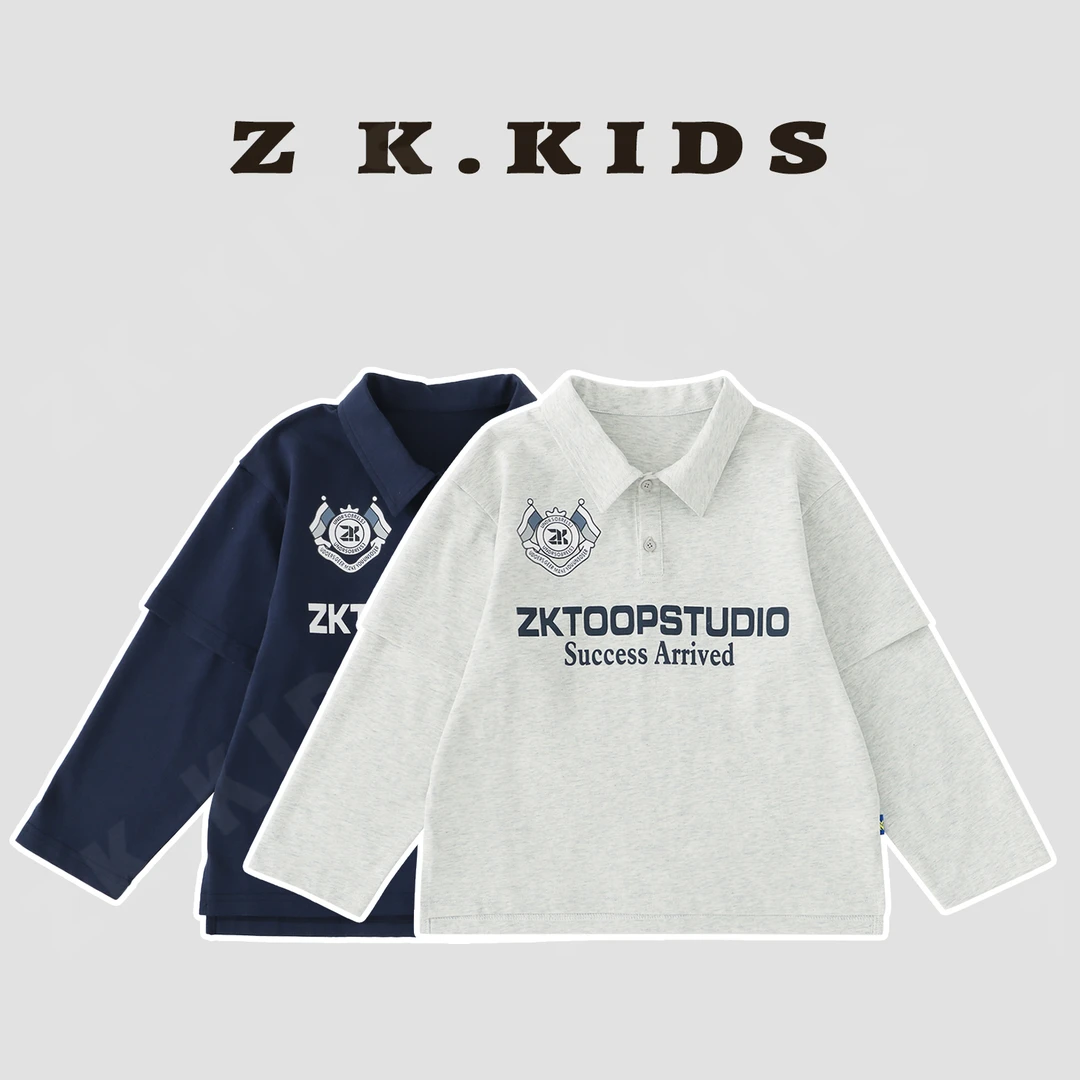 【Z＆K】春季男童纯色简约POLO衫中大童休闲长袖ZK-2201131-2201132