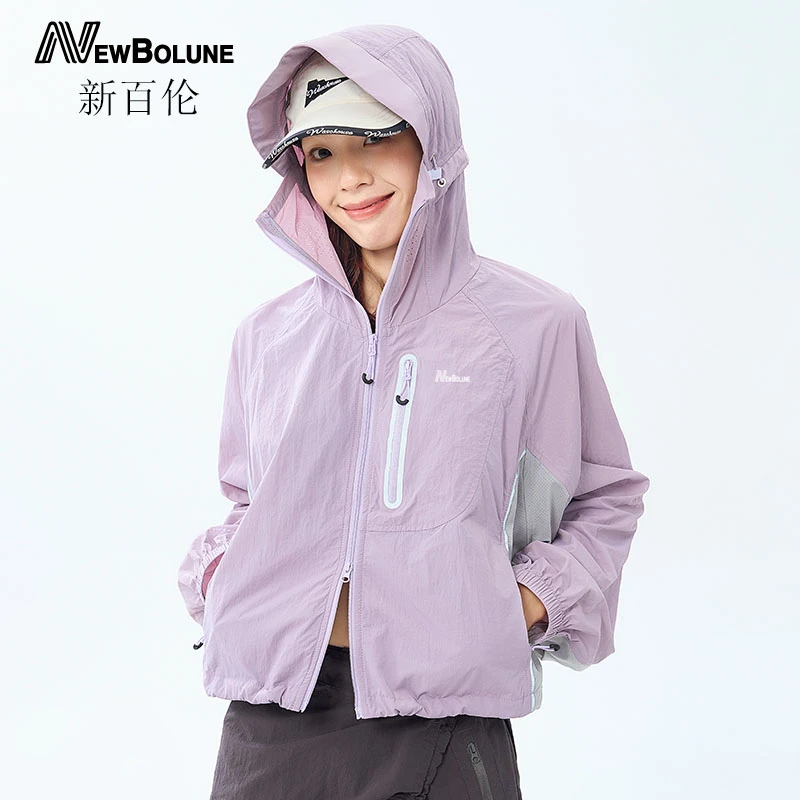 新百伦夏季连帽防晒衣女款户外轻薄宽松薄款透气防紫外线皮肤衣女