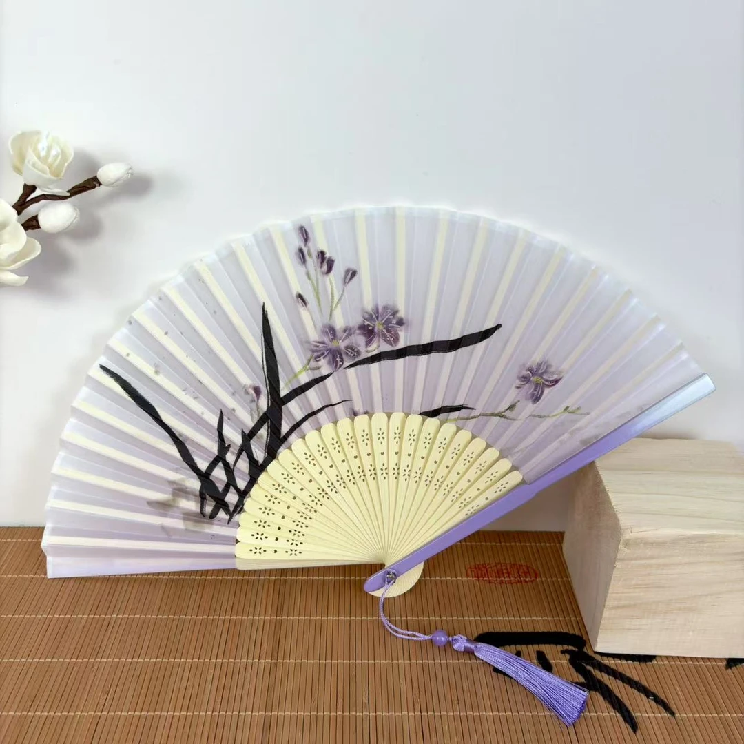 烤漆渐变竹扇新中式折叠扇子古风扇子汉服拍照便携高颜值舞蹈折扇