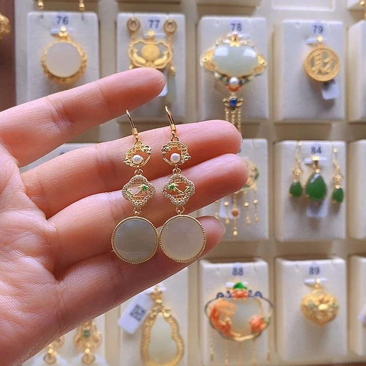 和田玉颈饰银S925镶嵌