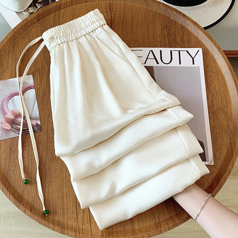 高腰休闲裤女夏季薄款莱赛尔裤子休闲薄款高街穿搭