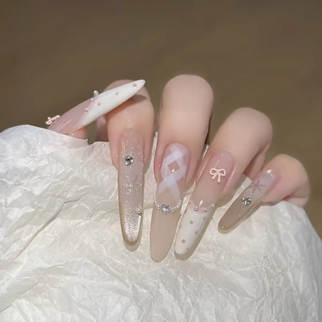 【芭蕾少女】雪花猫眼波点欲法式芭蕾美甲款式推荐2025爆款美甲