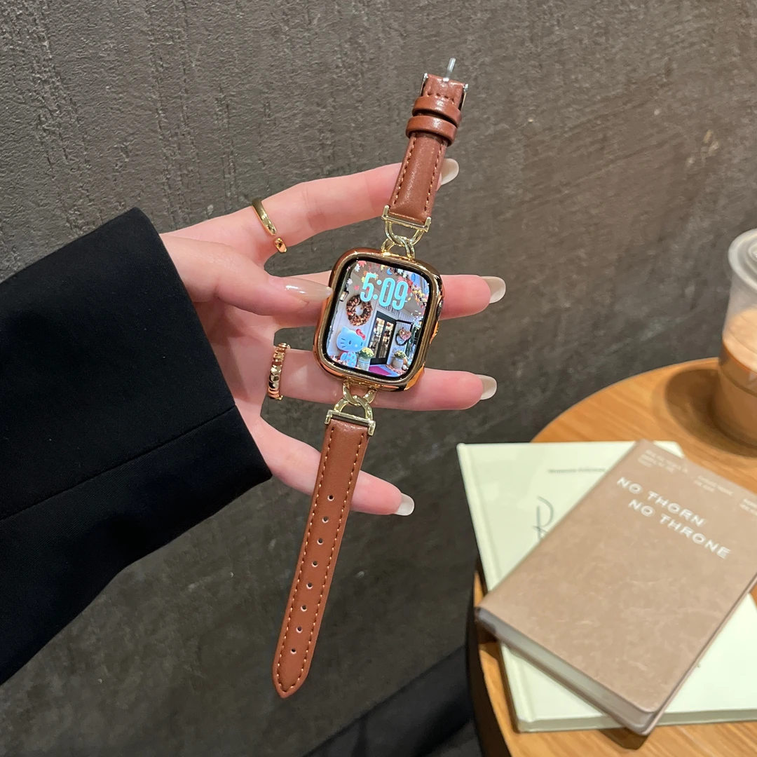 适用于iwatch s11手表枫叶applewatchs9金属苹果手表金属皮质腕带