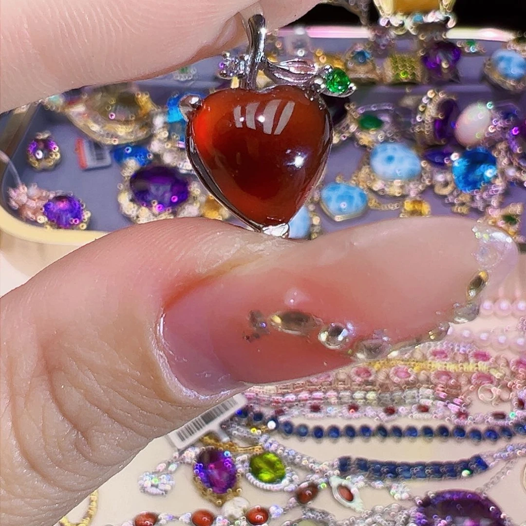 石榴石（芬达石）吊坠银S925镶嵌