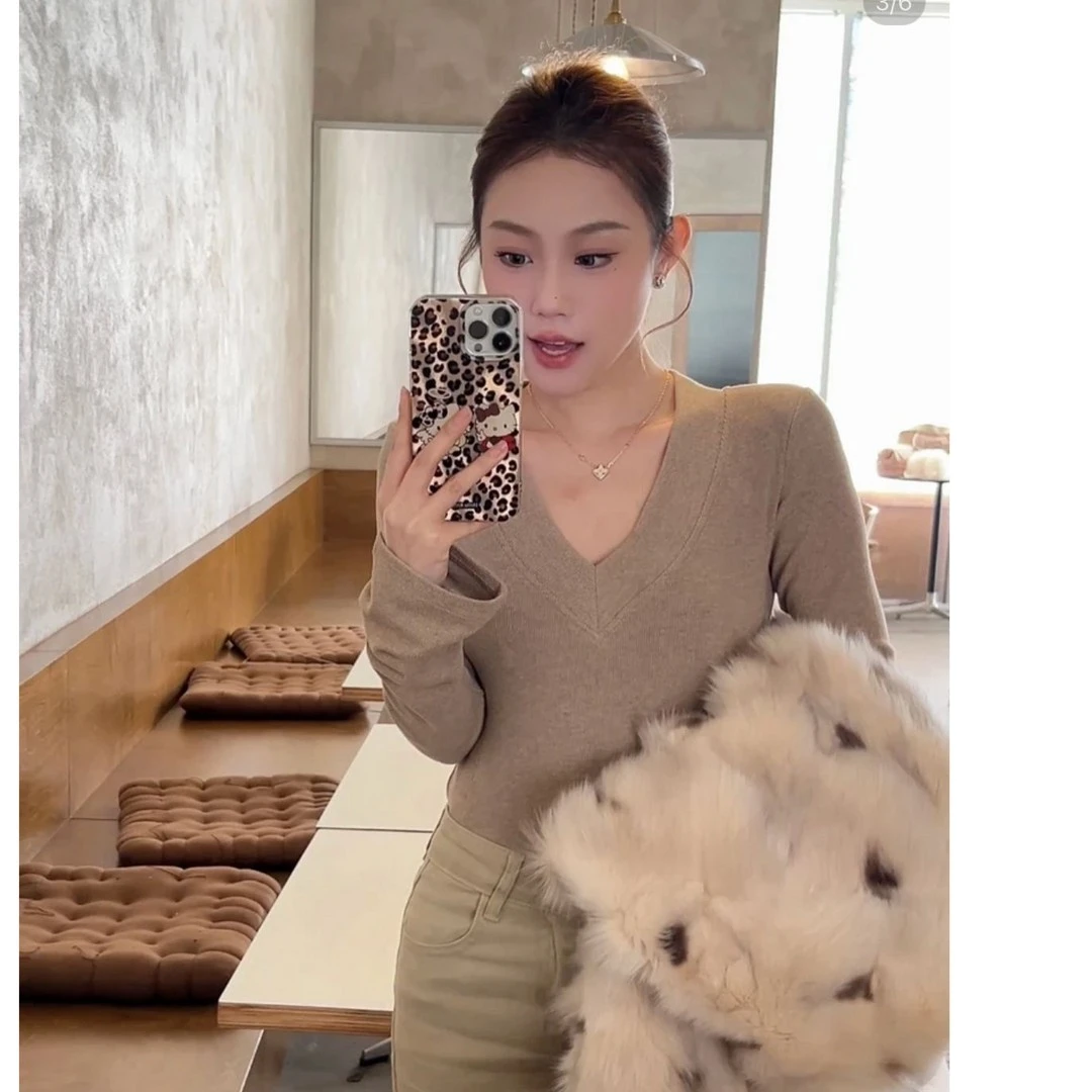 【慕斯双面绒】秋冬韩版气质高级感打底衫长袖百搭修身显瘦内搭款