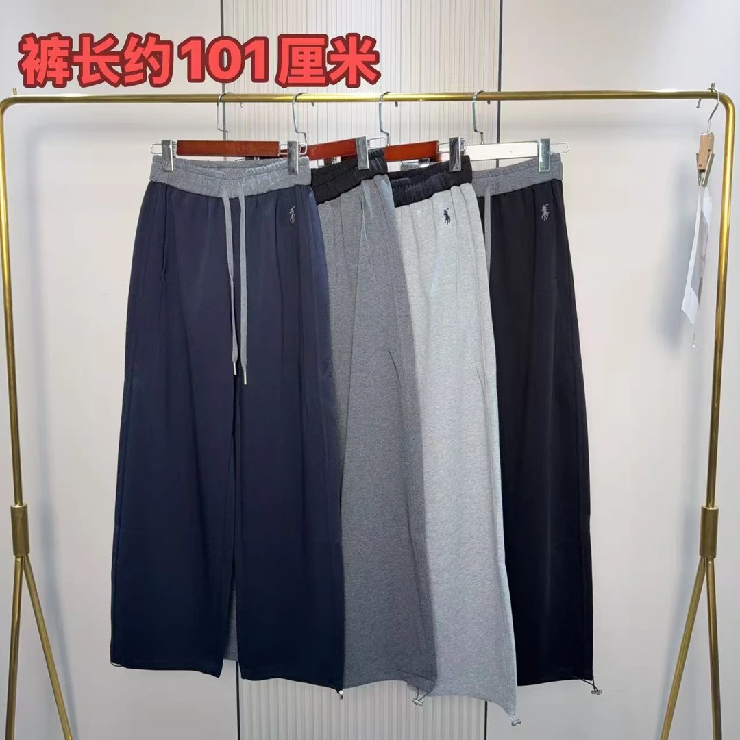 8073刺绣小马车撞色腰头休闲裤