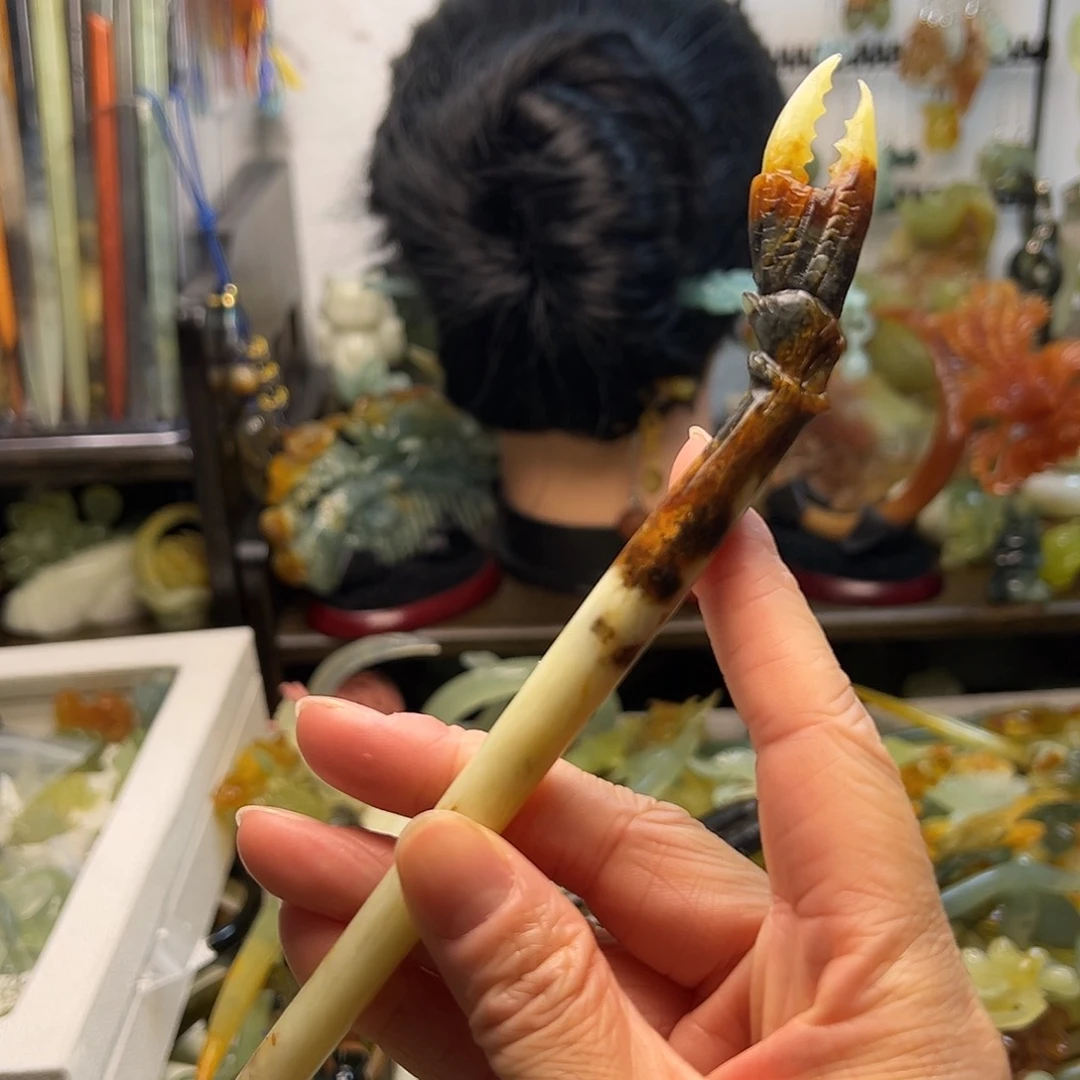 蛇纹石玉发饰合金