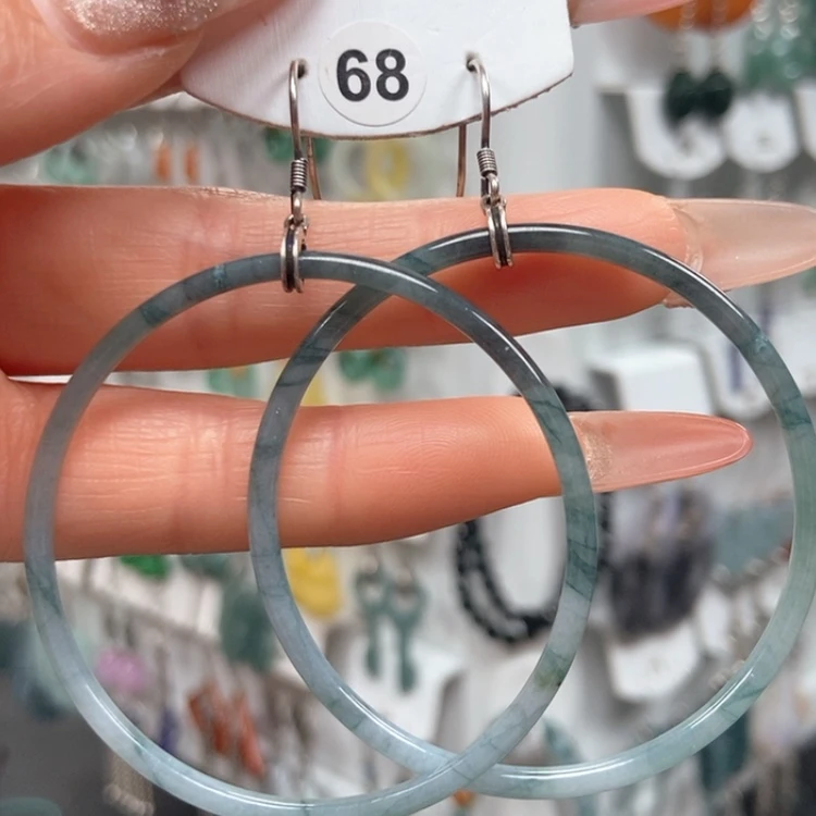 【闪购商品】翡翠耳饰银S925镶嵌耳饰