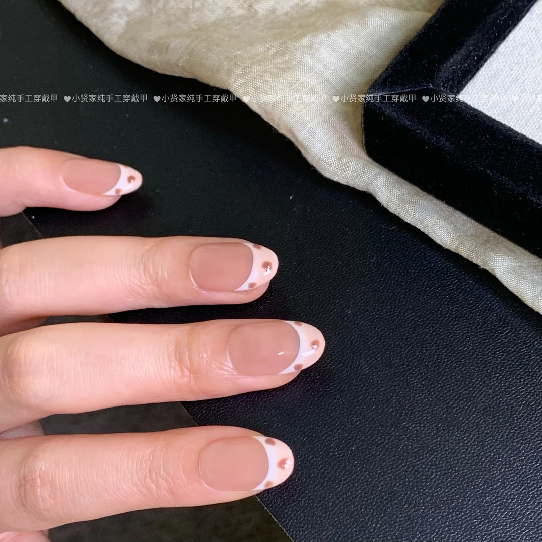 （现货）生椰拿铁法式手工穿戴甲2025爆款美甲高级B55