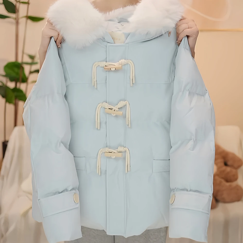 女童时尚连帽加厚保暖冬季宽松休闲大童棉服儿童