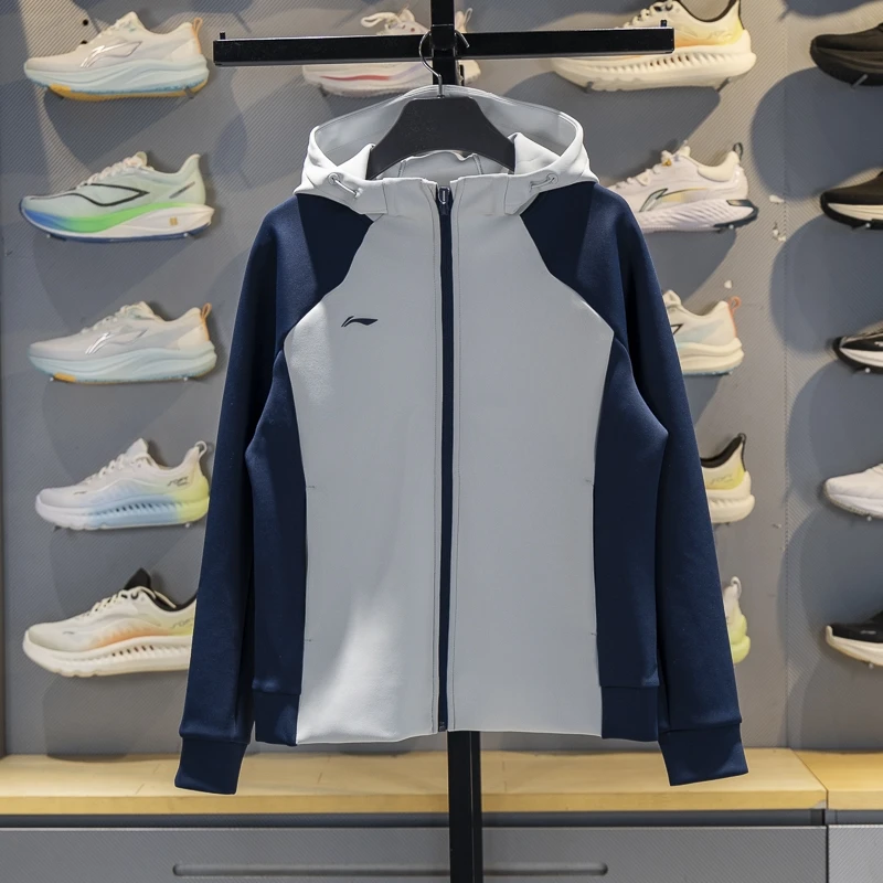 李宁女子外套2025秋季新款团购系列运动休闲开衫连帽卫衣AWDV778