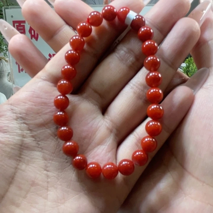 南红玛瑙原矿南红览坡锦红卡7➕手串未镶嵌