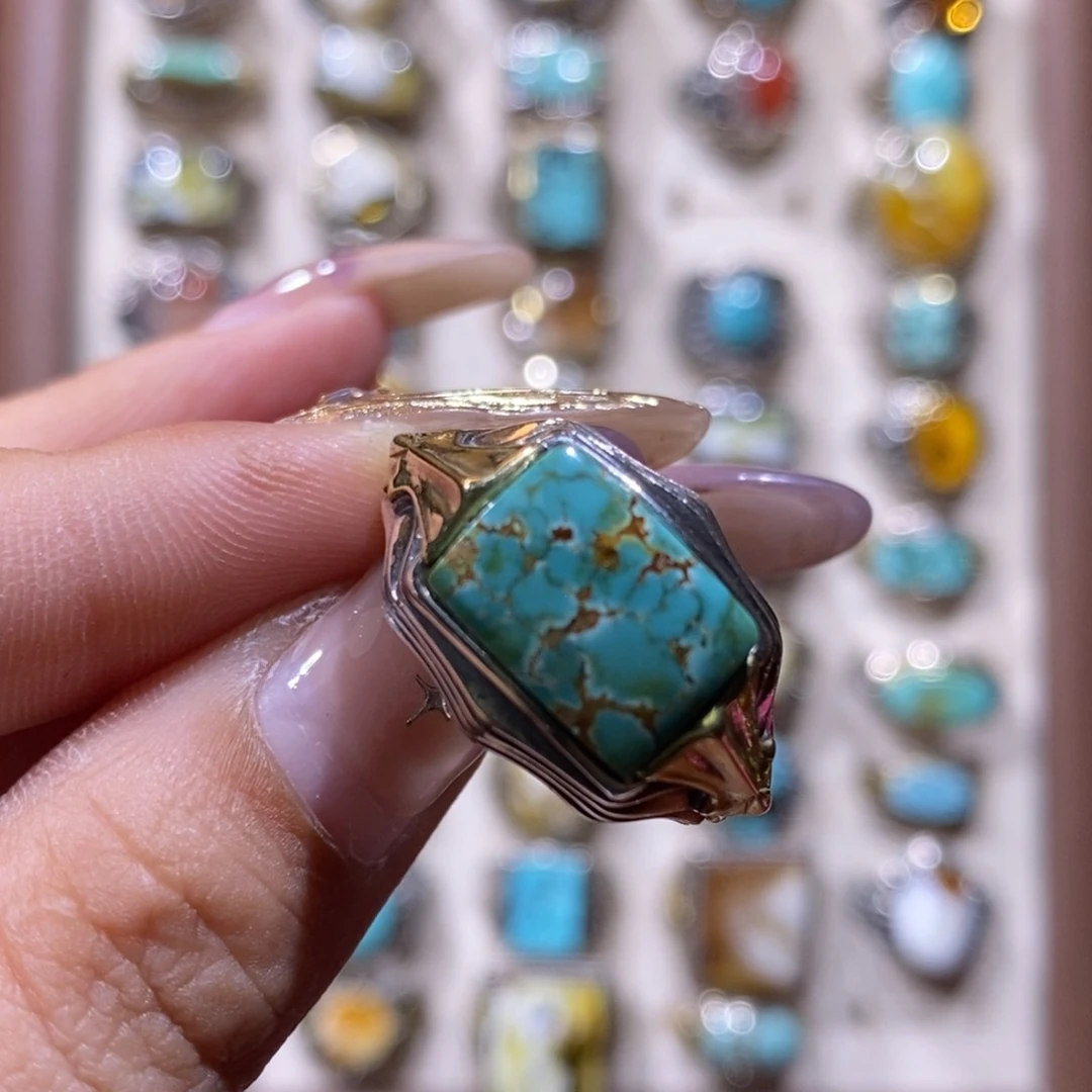 绿松石戒指银S925镶嵌T****?戒指