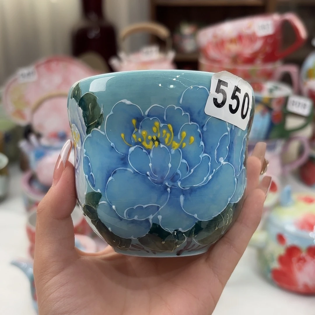 瓷片景德镇手绘高温釉下彩陶瓷茶具