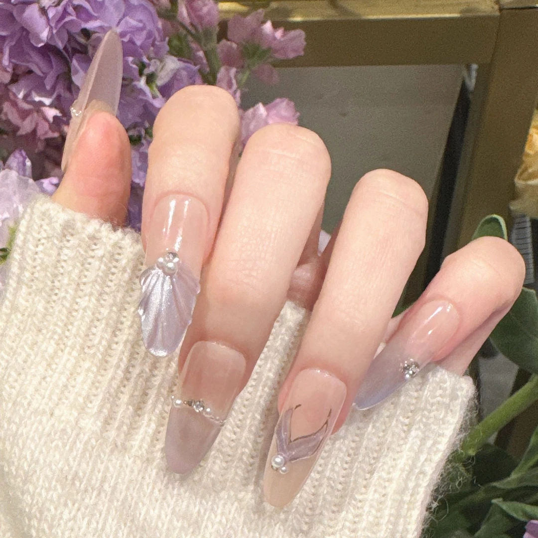 【紫姬人鱼】无砖穿戴甲纯手款穿戴甲新款美甲简约纯欲甲爆闪可拆卸