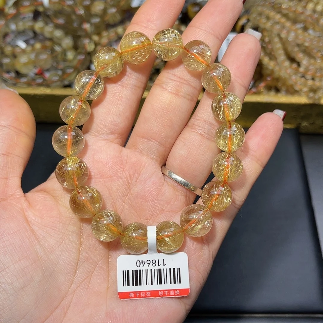 水晶手串未镶嵌美***美金发晶11mm