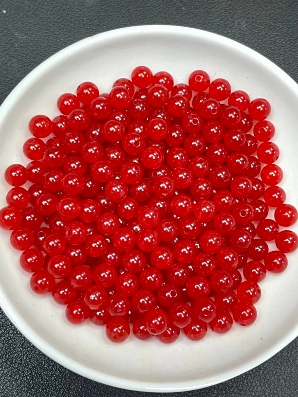 天然珠宝玉石 南红冰锦红散珠Q352  8MM   30颗（赠弹力绳）