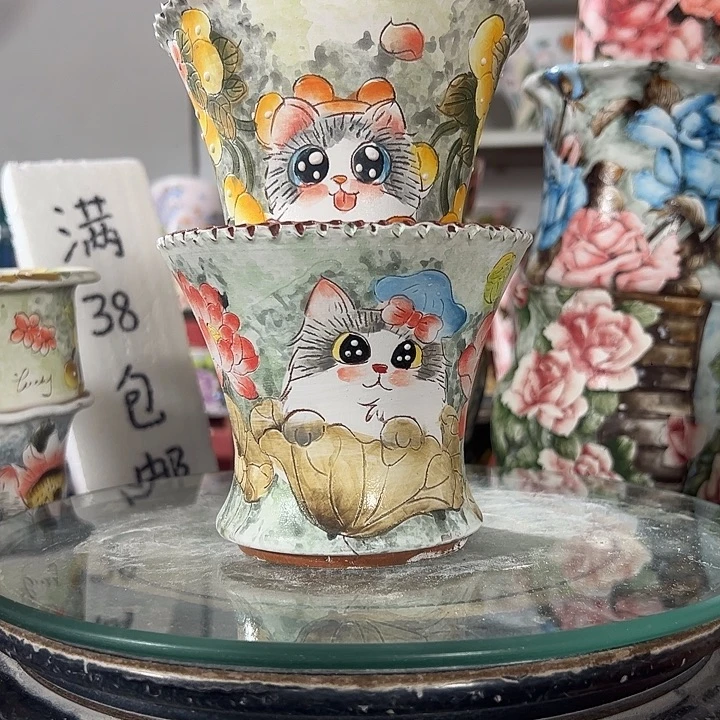 景德镇手绘花盆满38包邮偏远地区除外