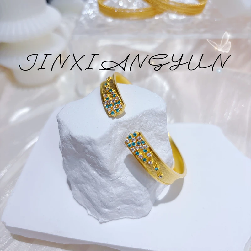 足银手镯 足银镀金【繁星点点开口手镯】时尚蓝色繁星开口可调节