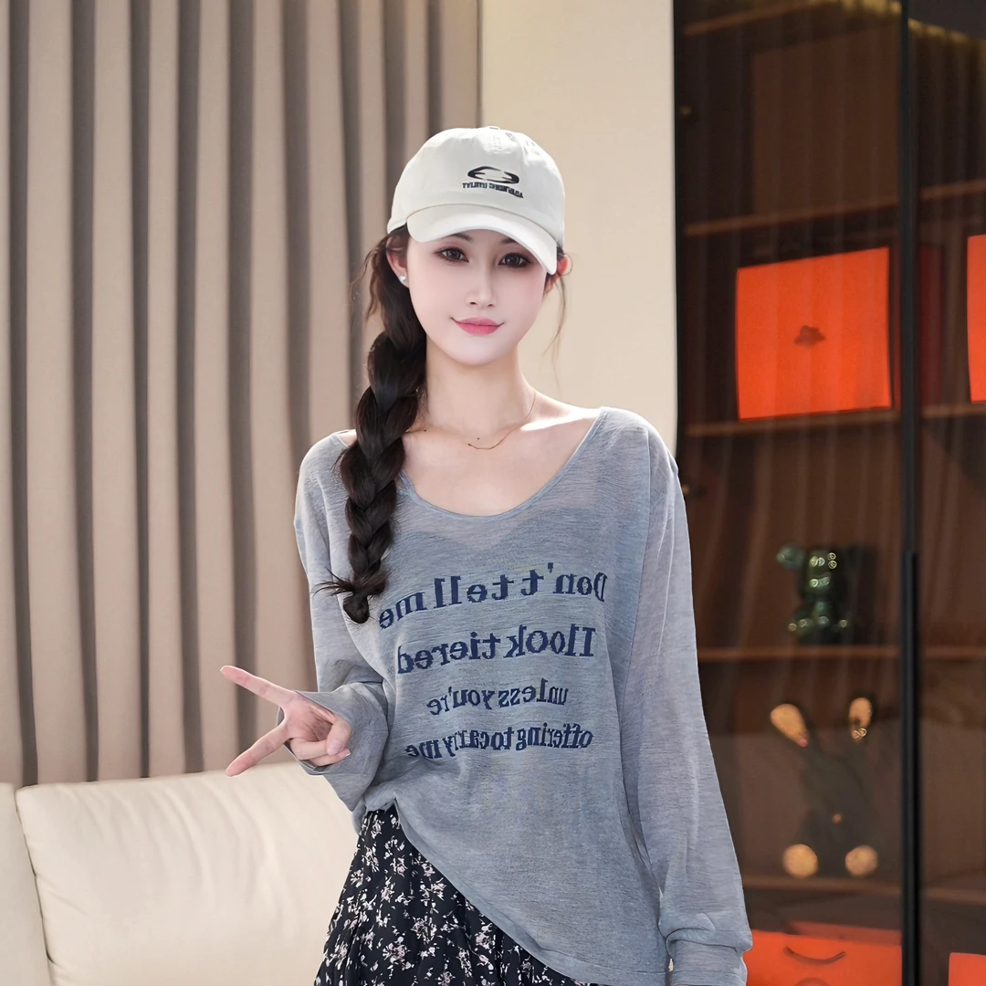 【HUOHUO】英伦风夏款莱赛尔天丝透气字母防晒罩衫H34