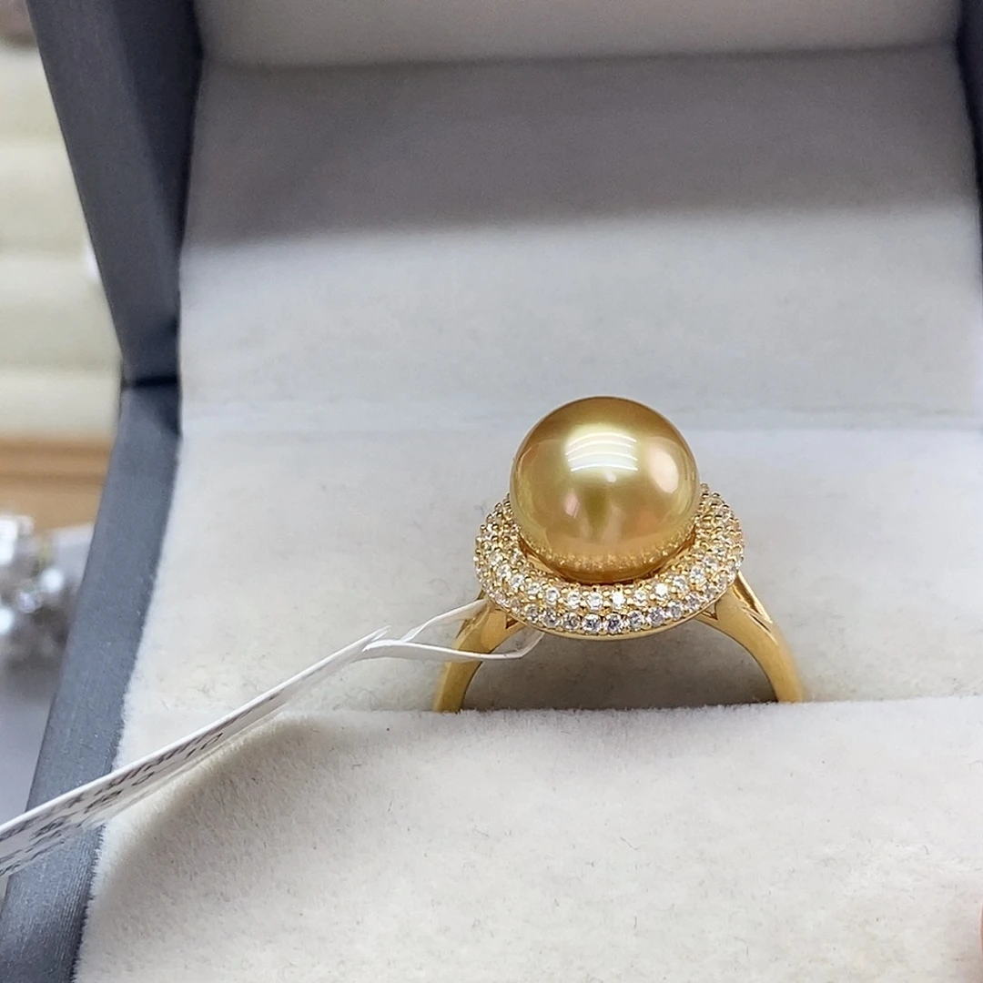 银S925镶嵌海水珍珠戒指@@J0005