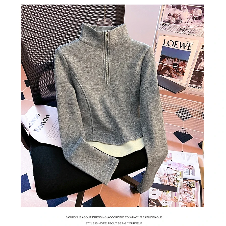 2025年春秋新款时尚气质百搭减龄显瘦卫衣长袖洋气打底加绒0212