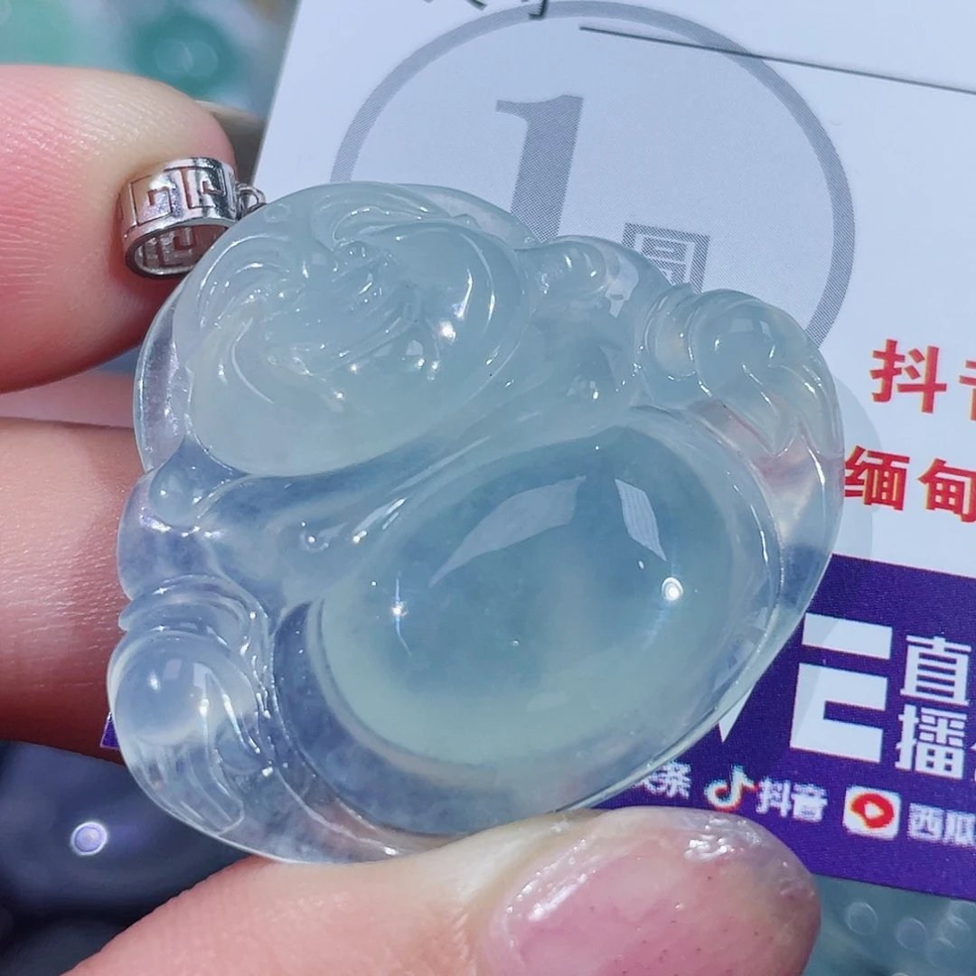 翡翠18K金镶嵌颈饰佛公